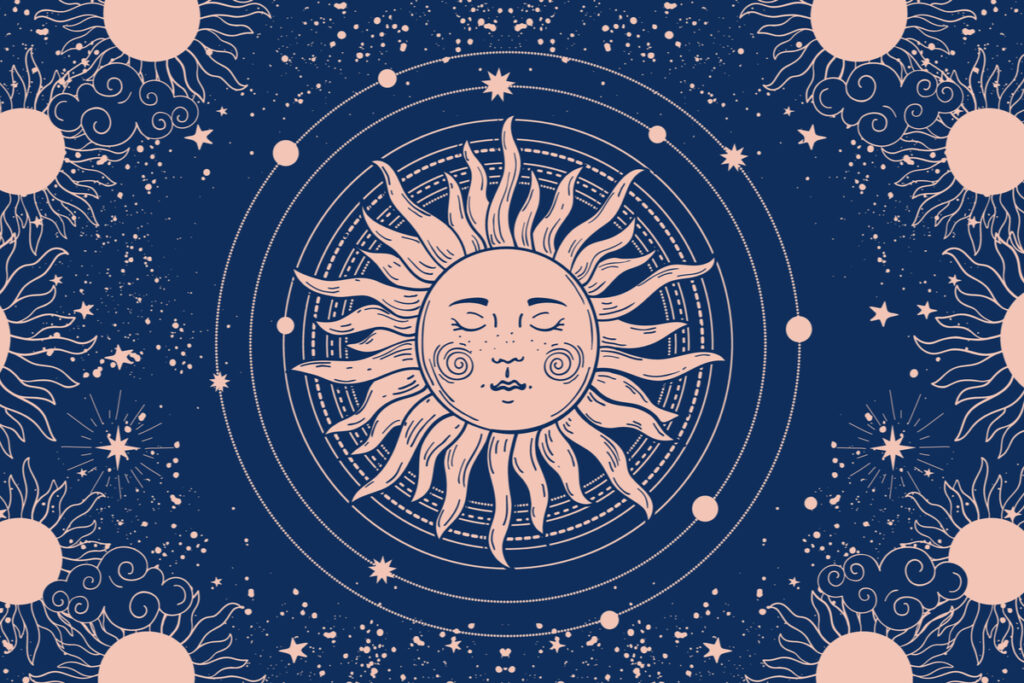 Ilustração do Sol no espaço