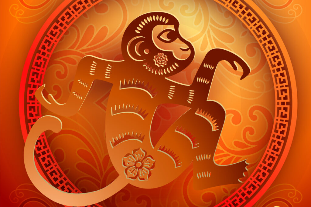 Ilustração de um macaco - símbolo do Horóscopo Chinês