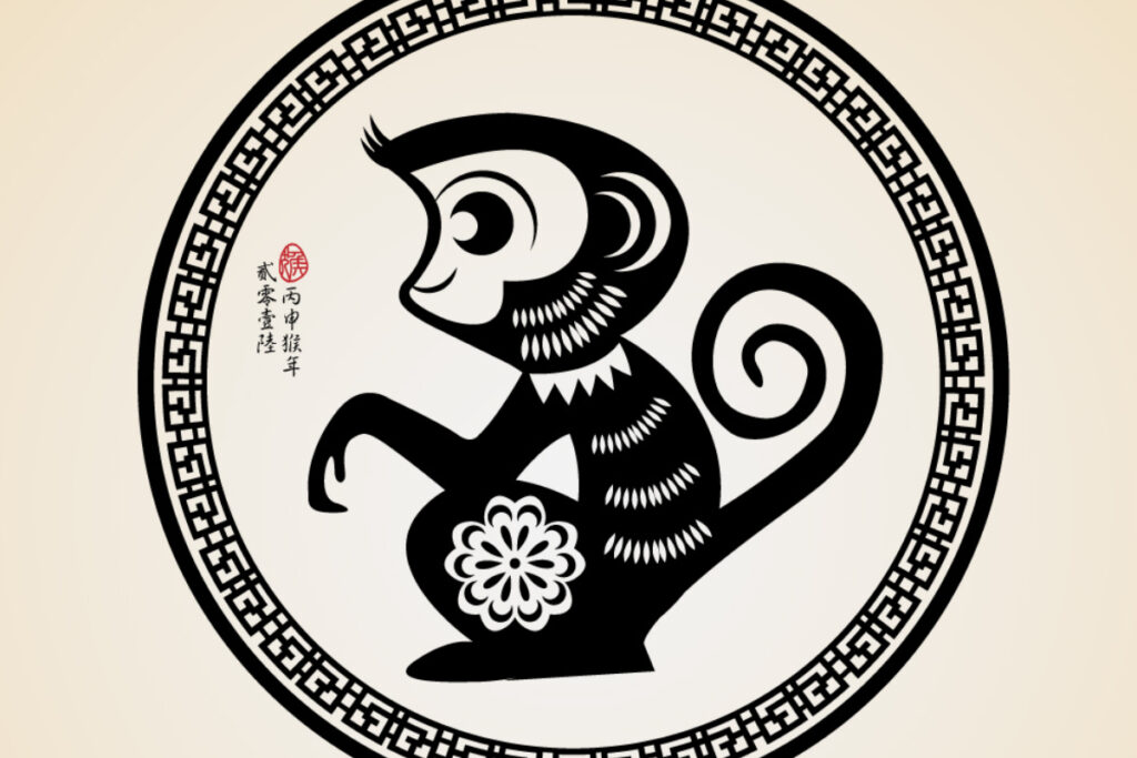 Ilustração do signo de Macaco em um círculo 