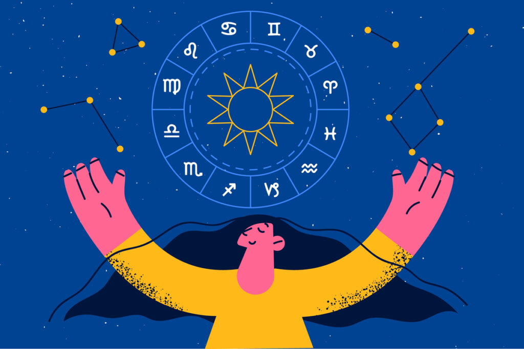 Imagem de animação representando a astrologia e os signos