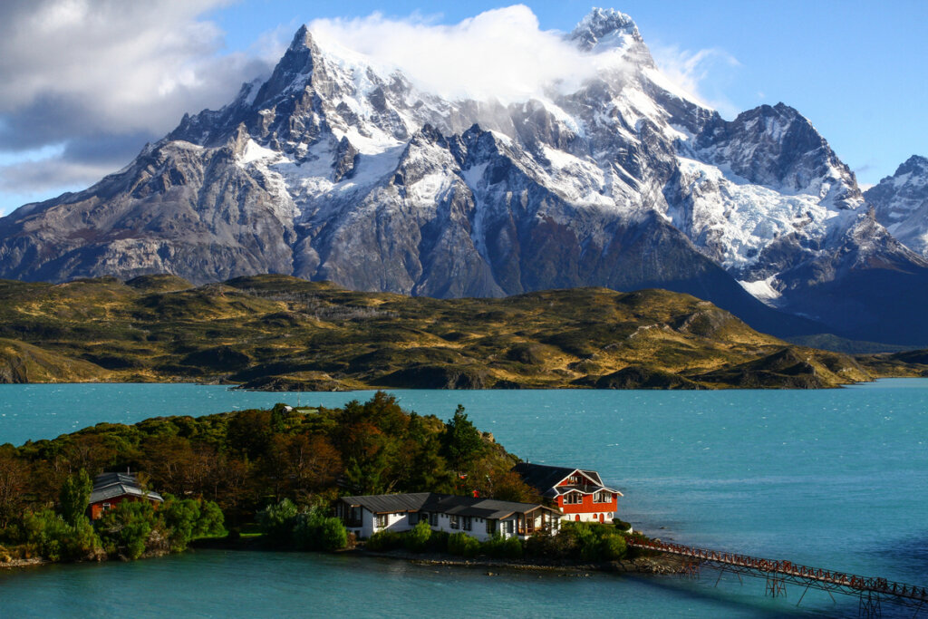 Vista do Lago Pehoé na patagônia chilena 