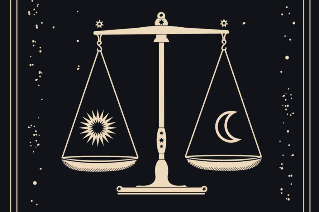 Ilustração de uma balança que representa o signo de Libra