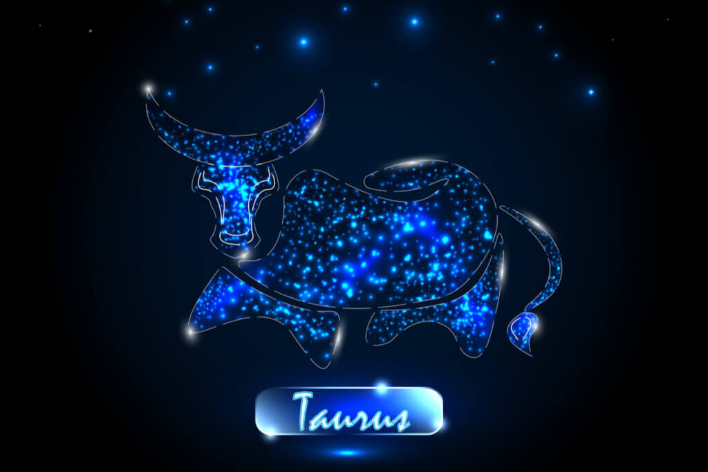 Símbolo do signo de touro no fundo azul escuro