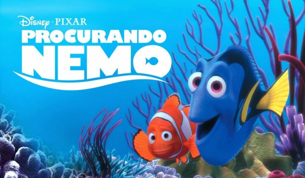 Capa do filme Procurando Nemo com os personagens Marlin e Dory