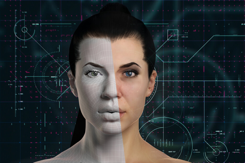 Ilustração de uma mulher robotizada