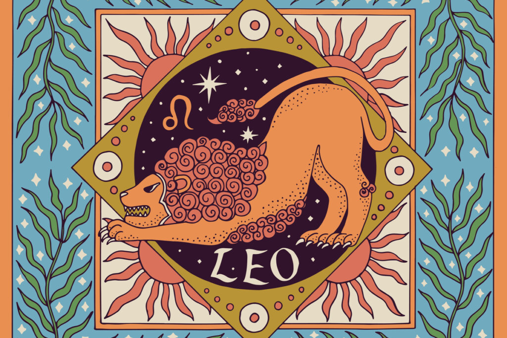 Ilustração colorida do signo de Leão