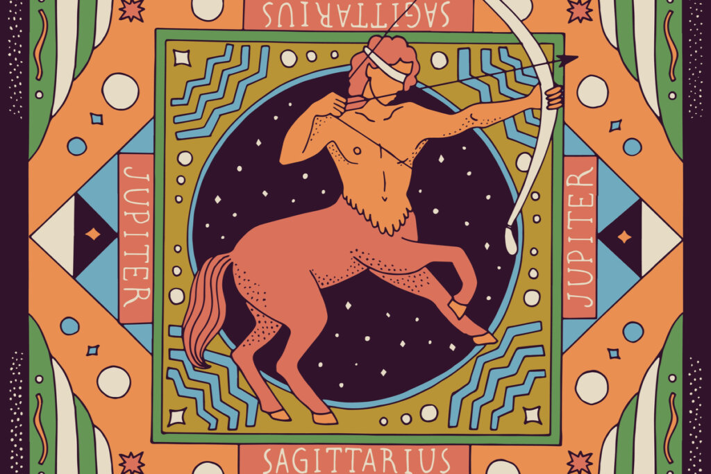 Ilustração colorida do signo de Sagitário