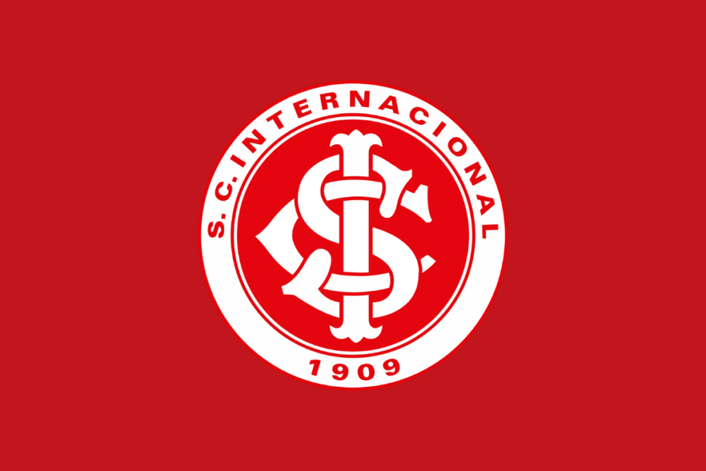 Logo do time de futebol Internacional em um fundo vermelho 