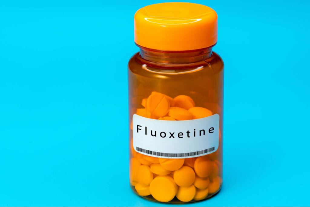 Frasco com comprimidos de fluoxetina