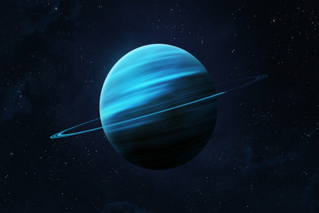 Ilustração do planeta Urano no espaço