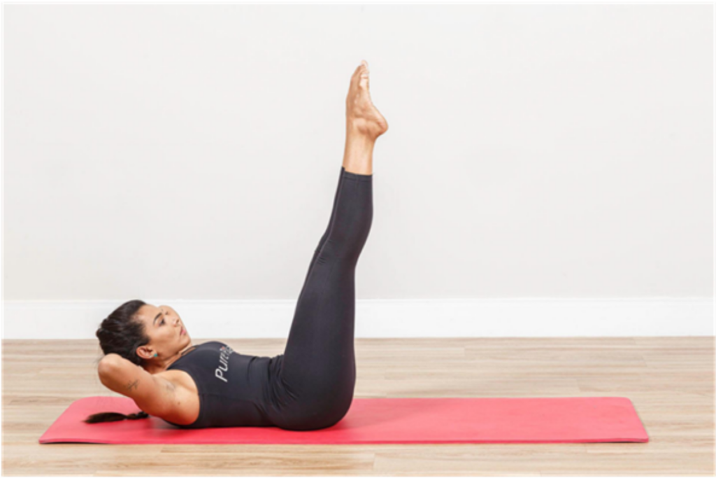 Double Straight Leg Stretch - Exercício de fortalecimento reto abdominal, iliopsoas, reto femoral e alongar cadeia posterior.
