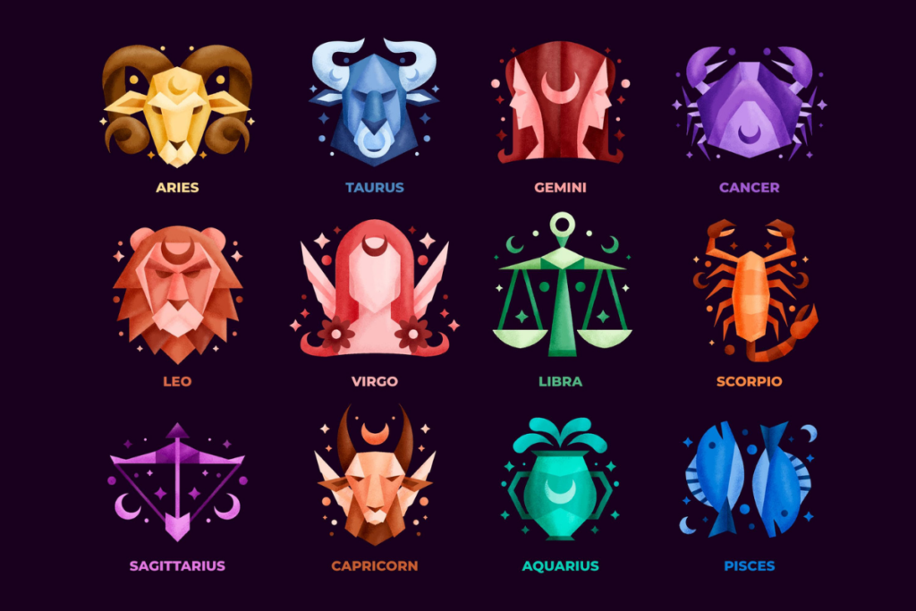 Todos os elementos dos 12 signos do zodíaco