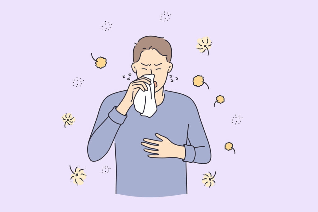 Ilustração de um homem com alergia