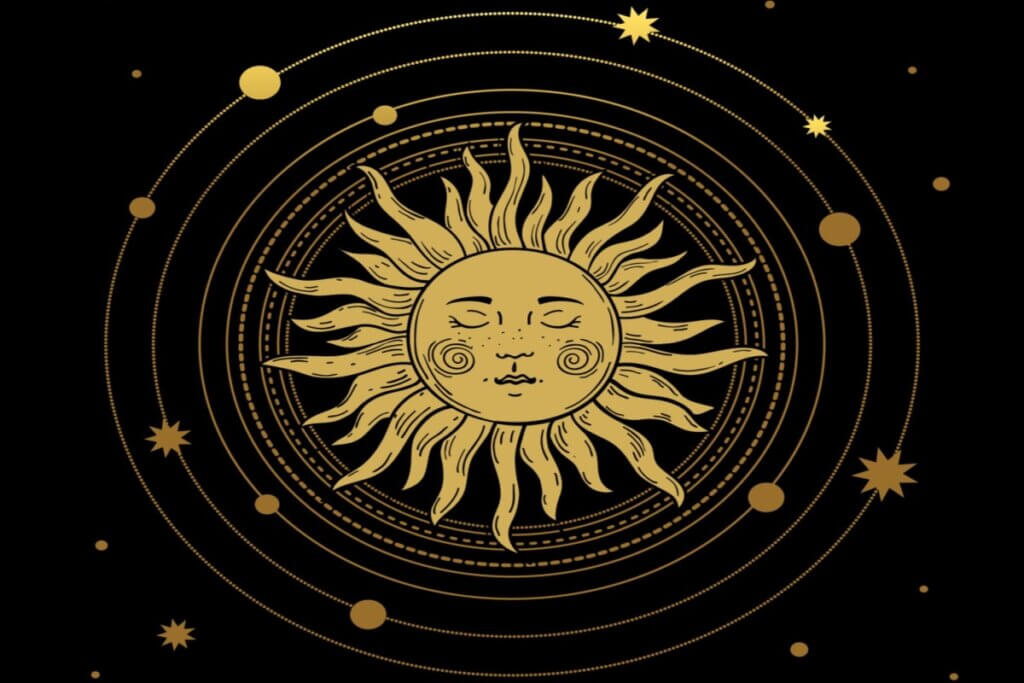 Ilustração do Sol no espaço