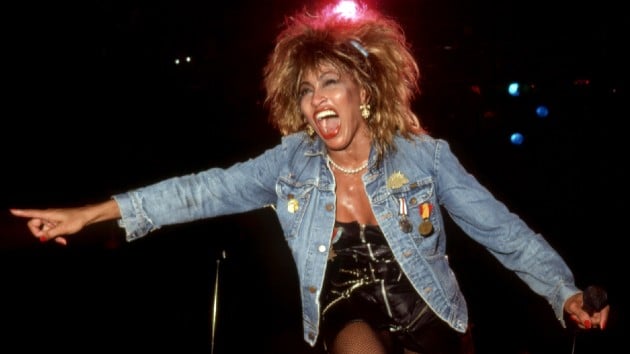 Tina Turner em show com o figurino de "What's Love Got to Do With It"