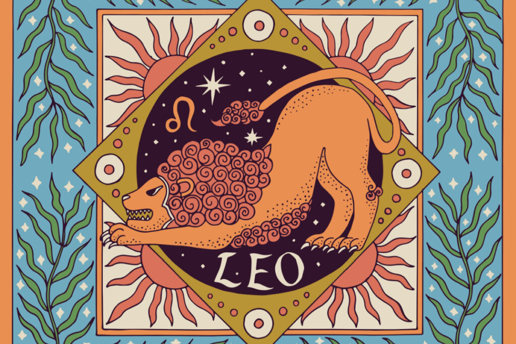 Signo de Leão representado por um leão esticado