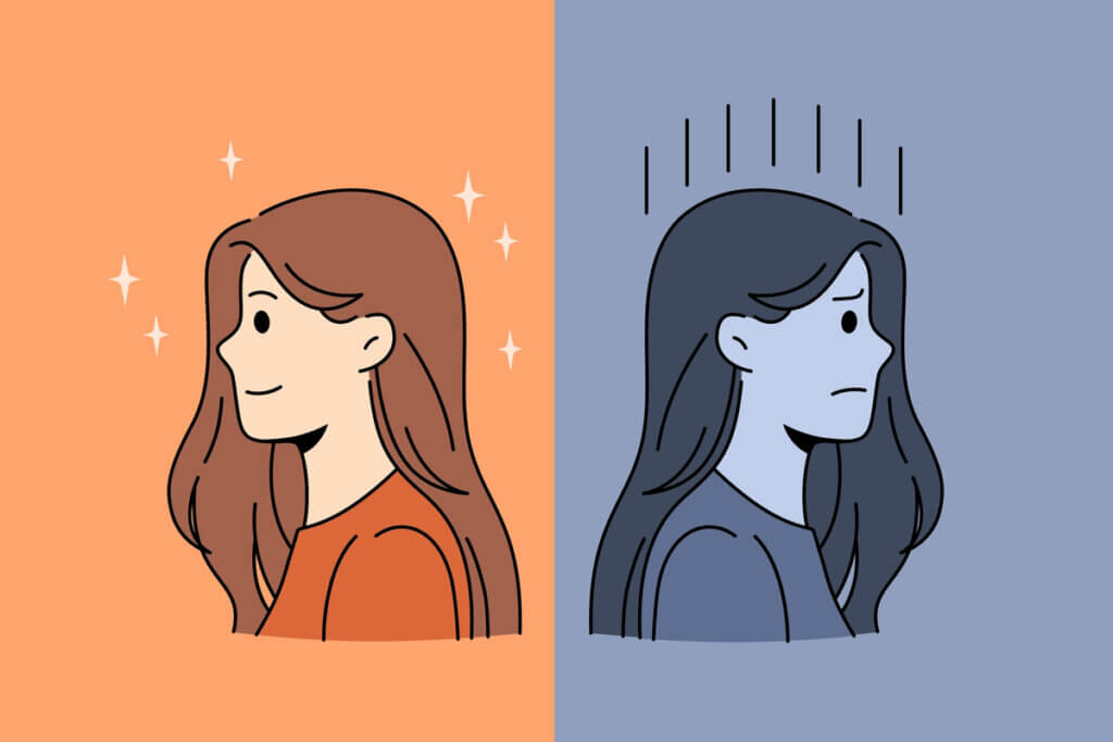 Ilustração representando uma mulher bipolar