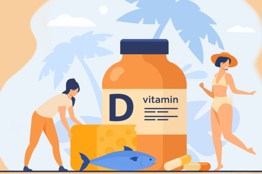 Imagem vetorial com frasco de vitamina D