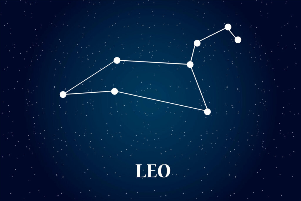Ilustração da constelação do signo de Leão 