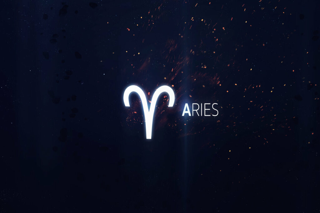 Ilustração do signo de Áries em um céu estrelado