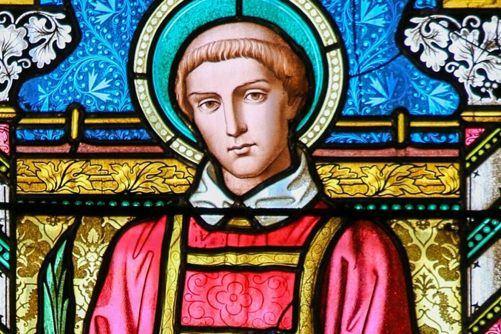 Ilustração de um vitral representando São Lourenço