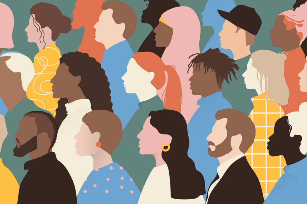 Ilustração de pessoas em diversas cores