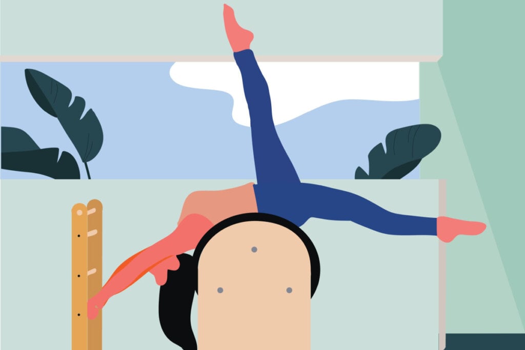 Ilustração de mulher praticando pilates