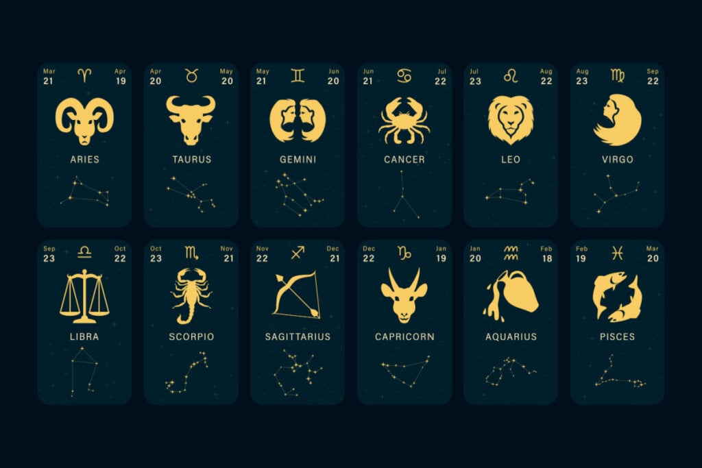 Símbolos dos 12 signos do zodíaco