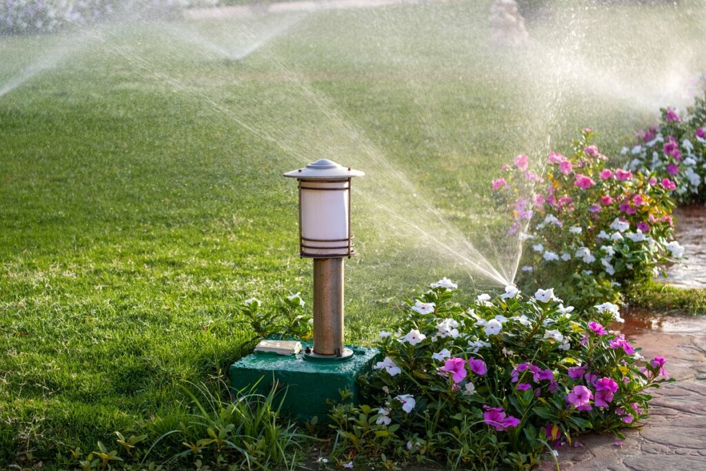 Jardim com irrigação automática