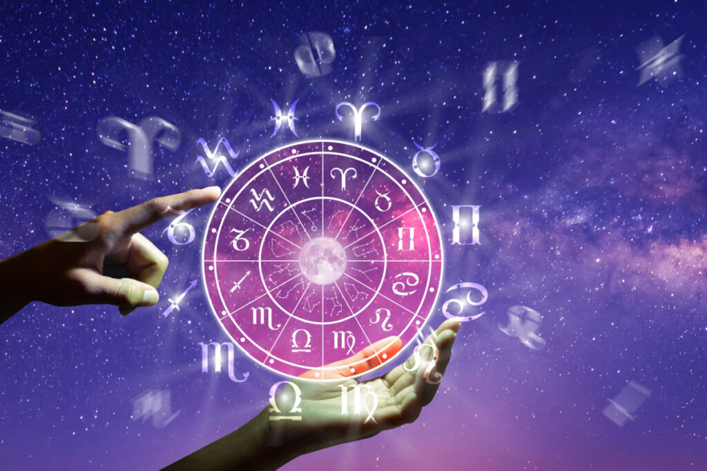 Circulo astrológico com signos do zodíaco