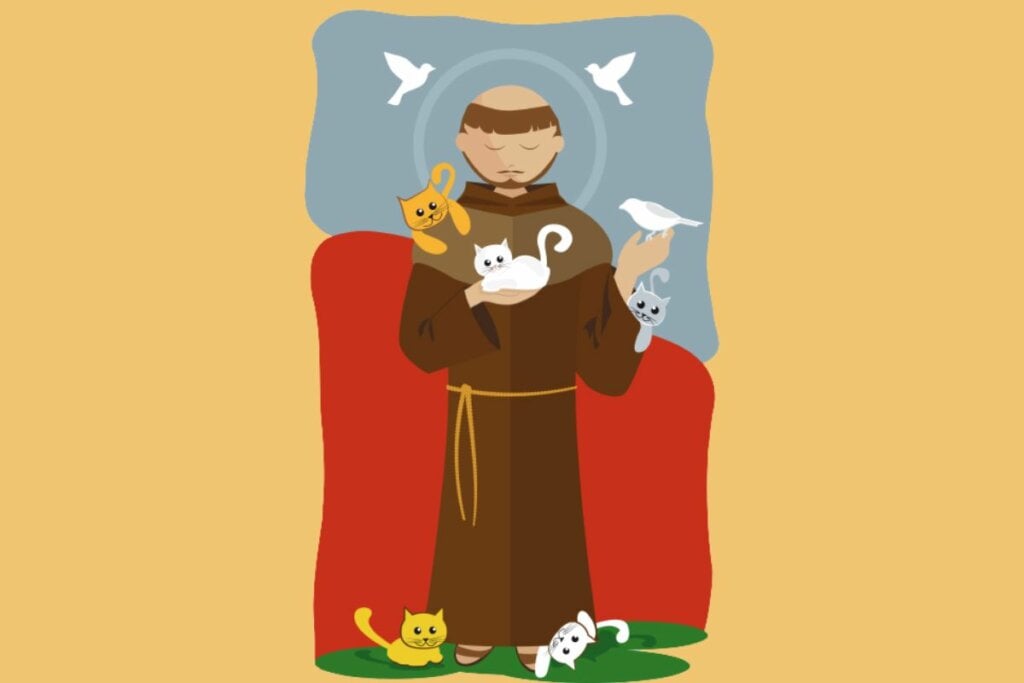 Ilustração de São Francisco de Assis com animais