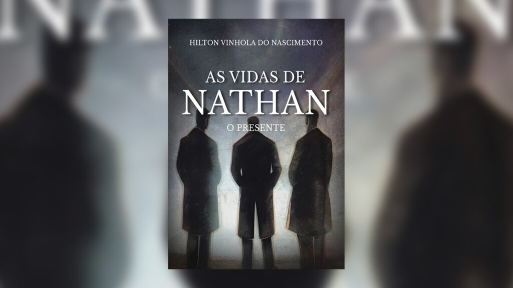 Capa do livro As vidas de Nathan com três homens de costas 