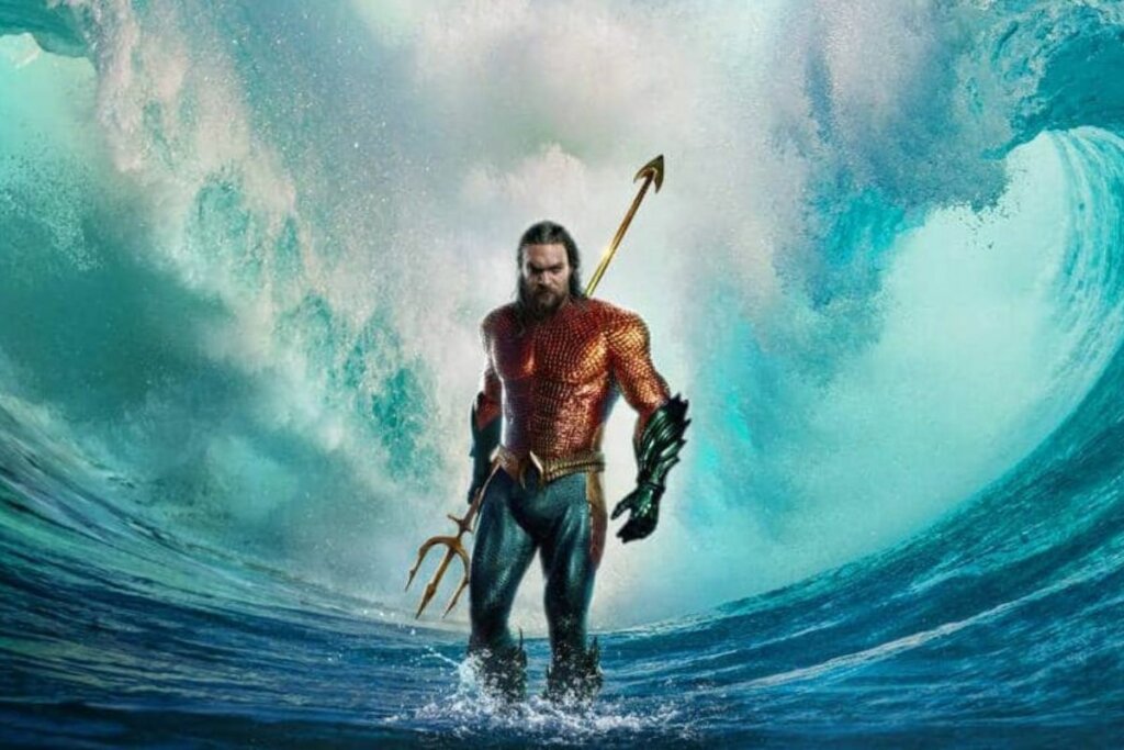 Jason Mamoa como Aquaman no filme "Aquaman: O Reino Perdido"