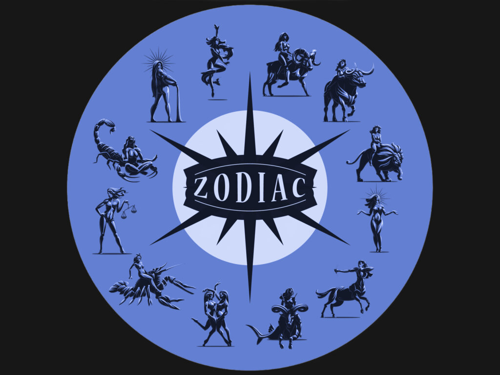 Círculo do zodíaco com os 12 signos