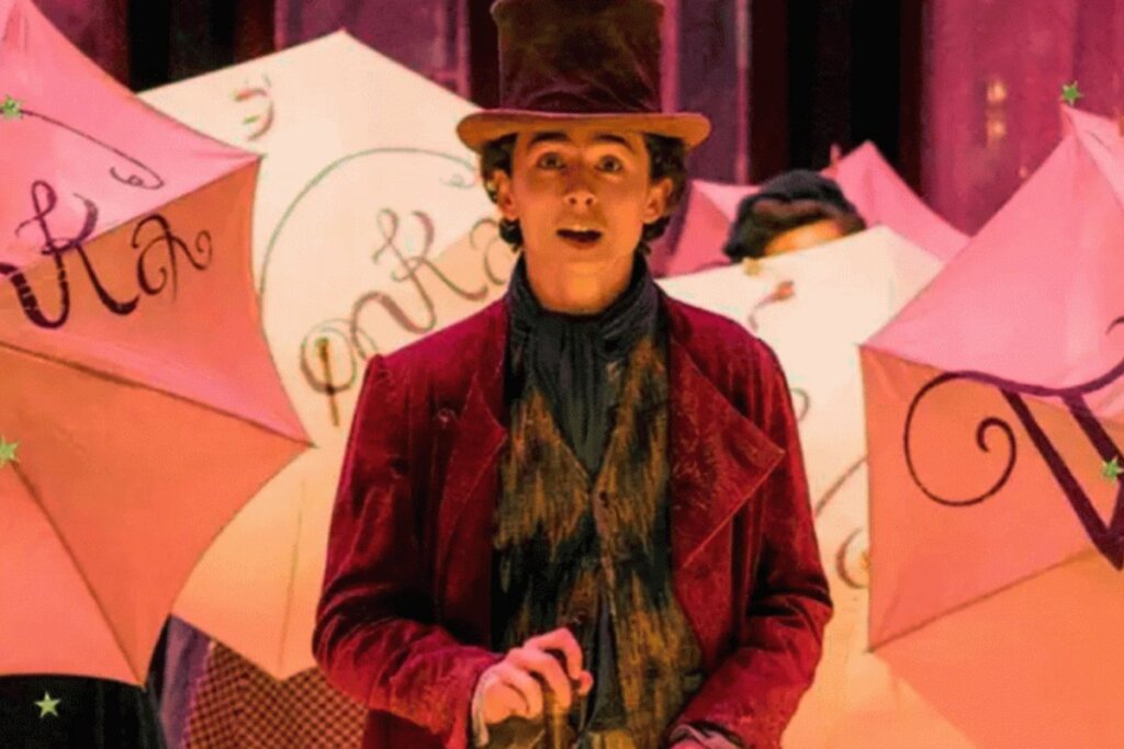 Timothée Chalamet como Willy Wonka em "Wonka"