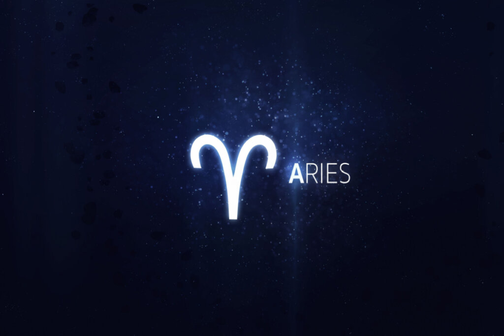 Ilustração do signo de Áries em um céu estrelado