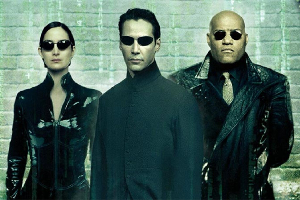 Cena de Matrix com Keanu Reeves, Laurence Fishburne e Carrie-Anne Moss