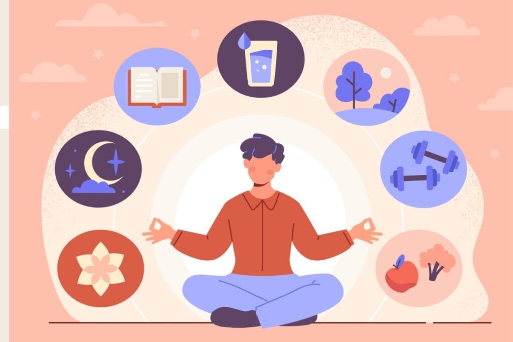 Ilustração de um homem meditando