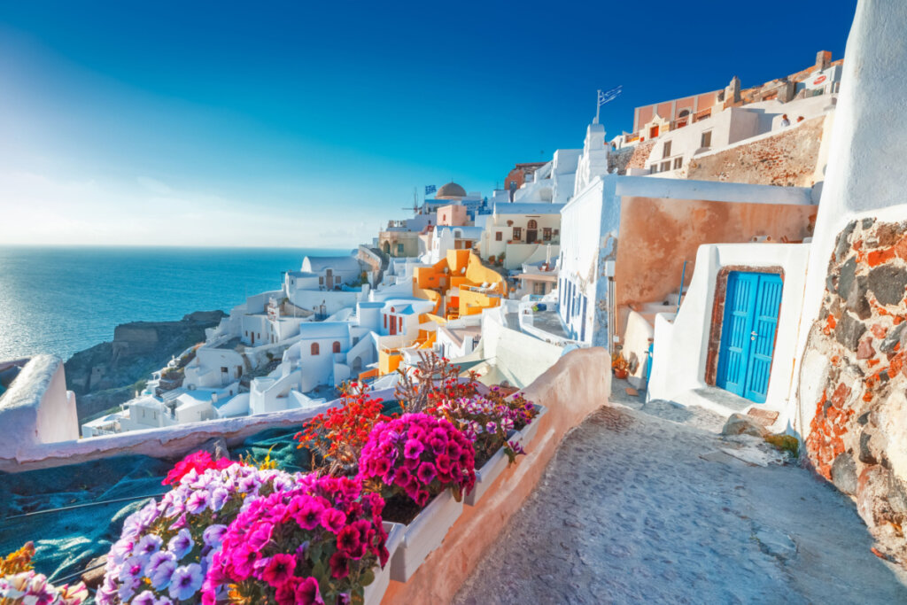 Casas em Santorini, Grécia