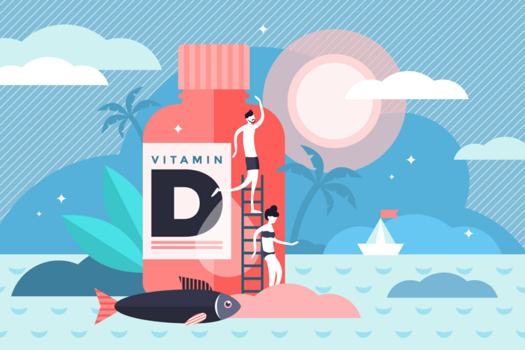 Ilustração com fontes de vitamina D
