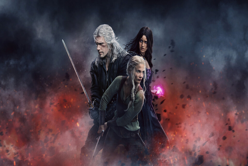 Imagem com três personagens da série The Witcher
