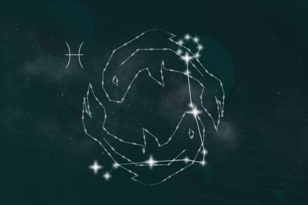 Ilustração da constelação do signo de Peixes 