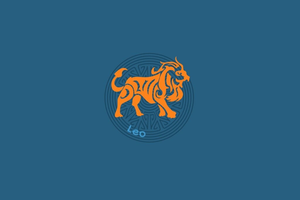 Ilustração do signo de Leão em um fundo azul