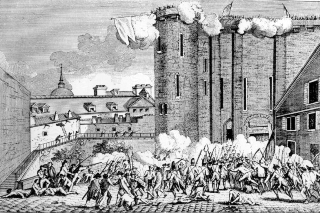 Ilustração da Tomada da Bastilha, na Revolução Francesa