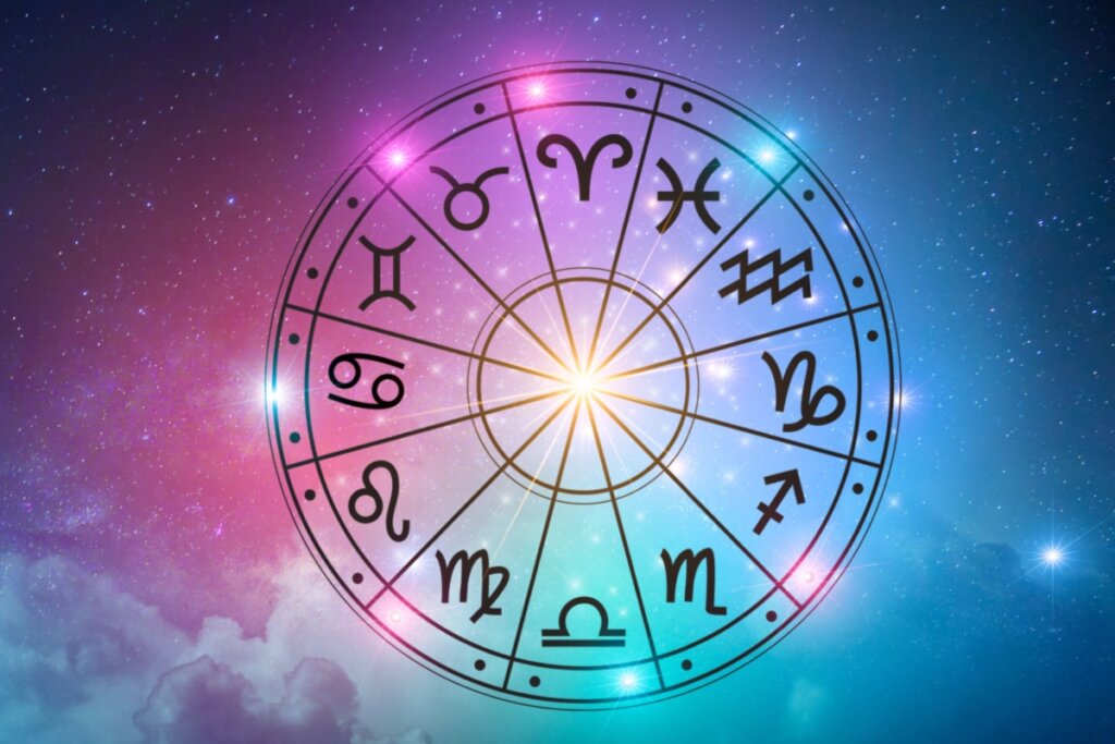 Círculo com o símbolo dos 12 signos do zodíaco