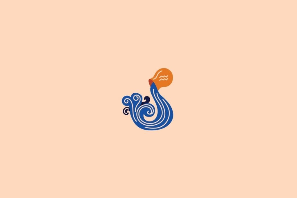 Ilustração do signo de aquário em um fundo laranja-claro