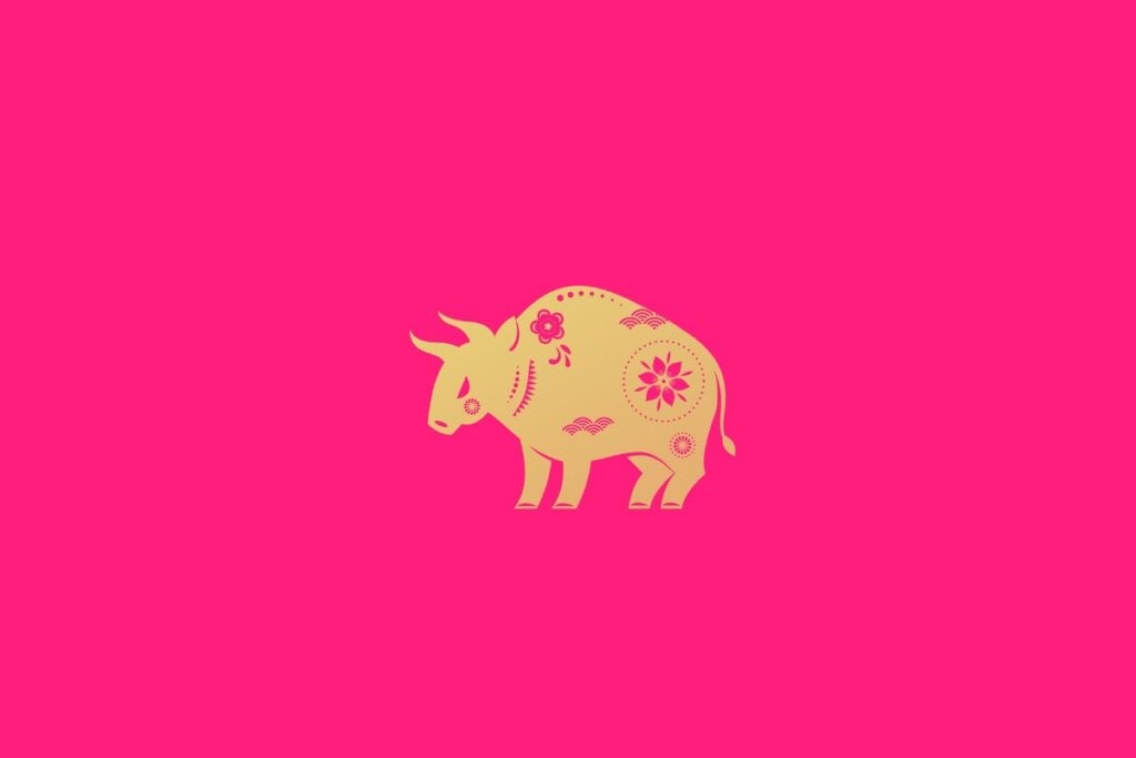 Ilustração do signo de búfalo em um fundo rosa