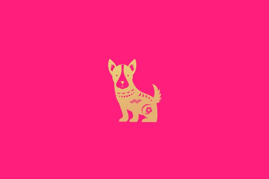 Ilustração de sinal de cachorro em um fundo rosa