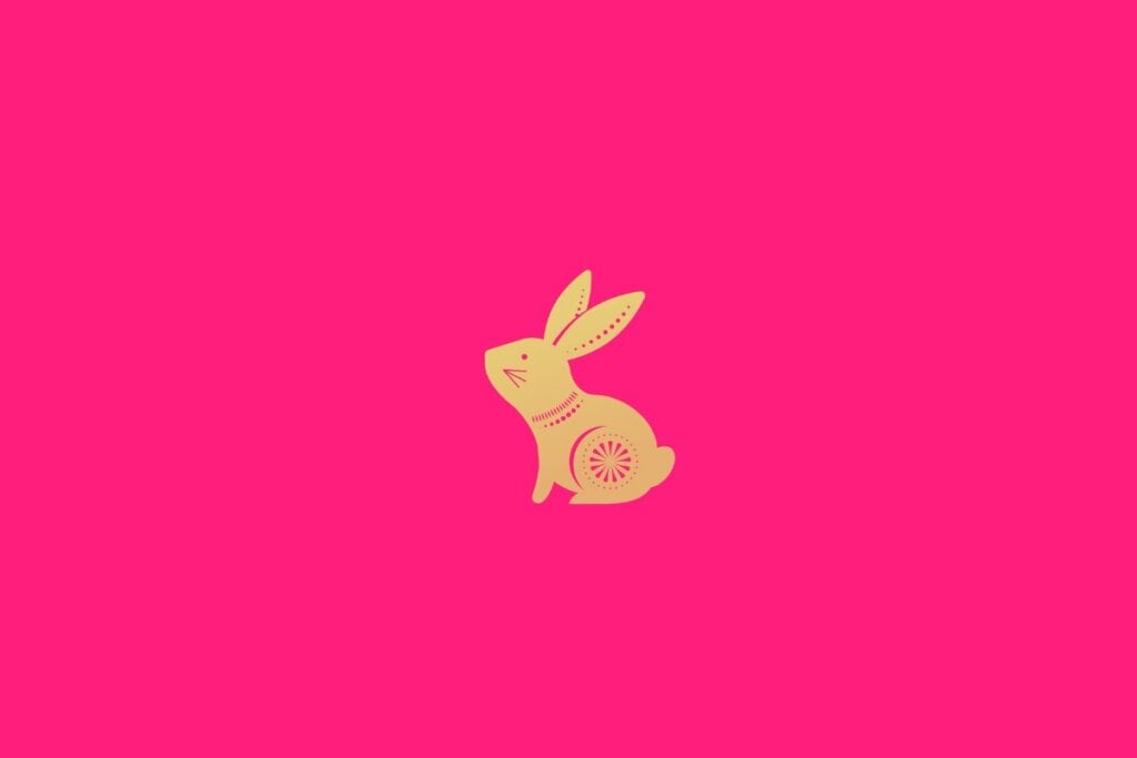 Ilustração do signo do coelho em um fundo rosa