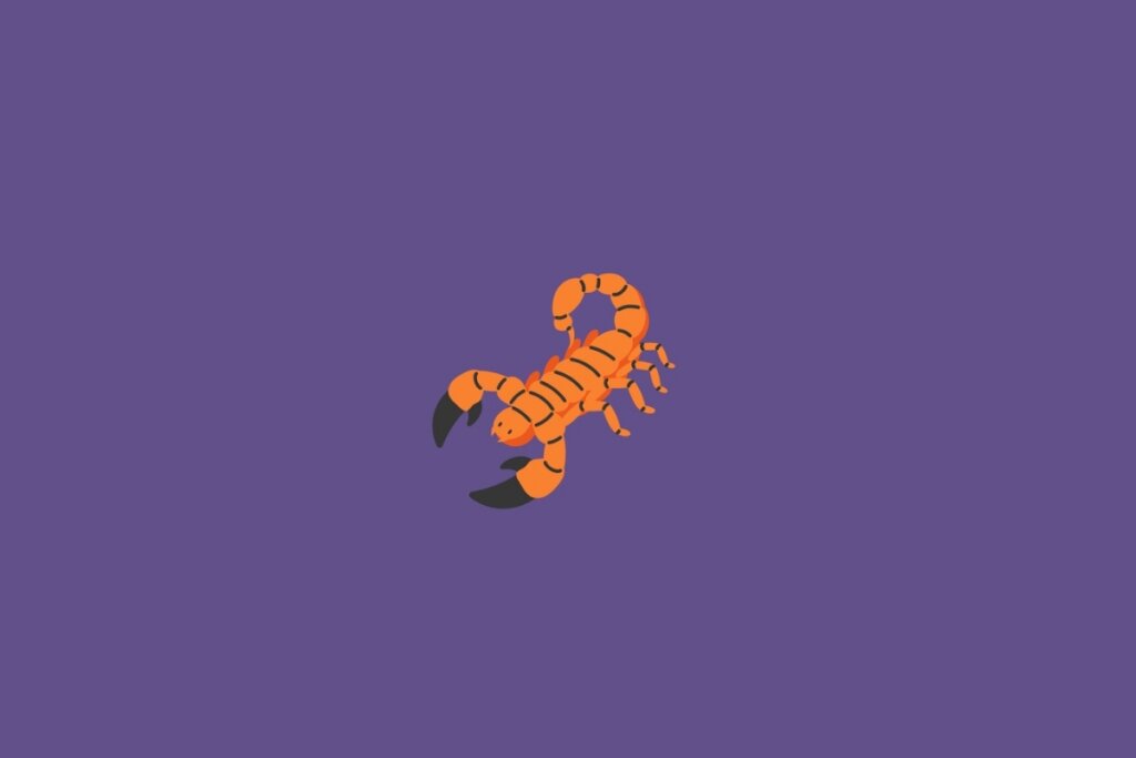 Ilustração do signo de escorpião em um fundo roxo
